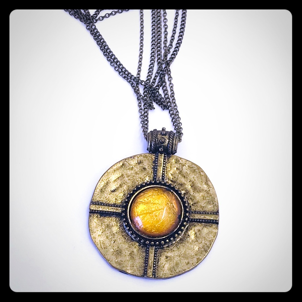 Vintage Bronze Tone Long Necklace